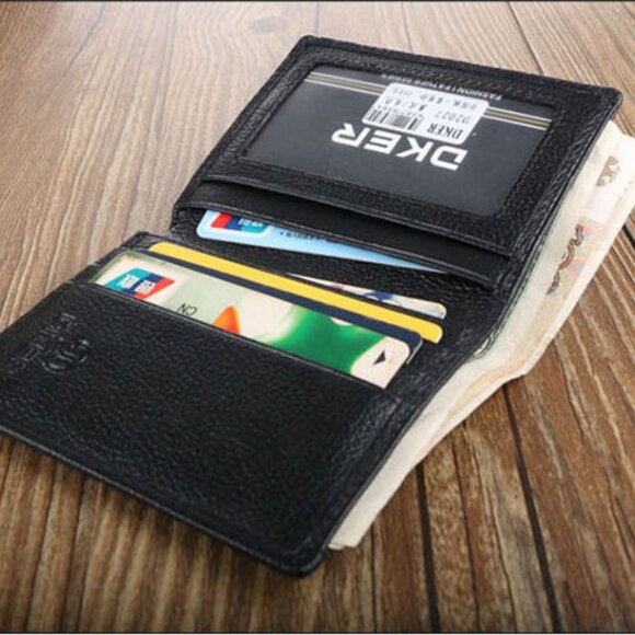 New Men's Leather Bifold ID Credit Card Holder Mini Wallet Thin Purse Billfold - Picture 6 of 7